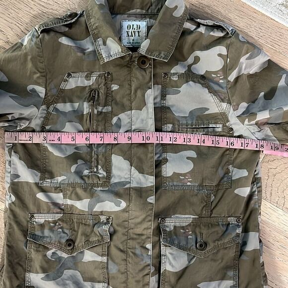 Old Navy Camo Utility Jacket Women’s S | Zip Front Military Cargo Pockets Y2K - Picture 7 of 7